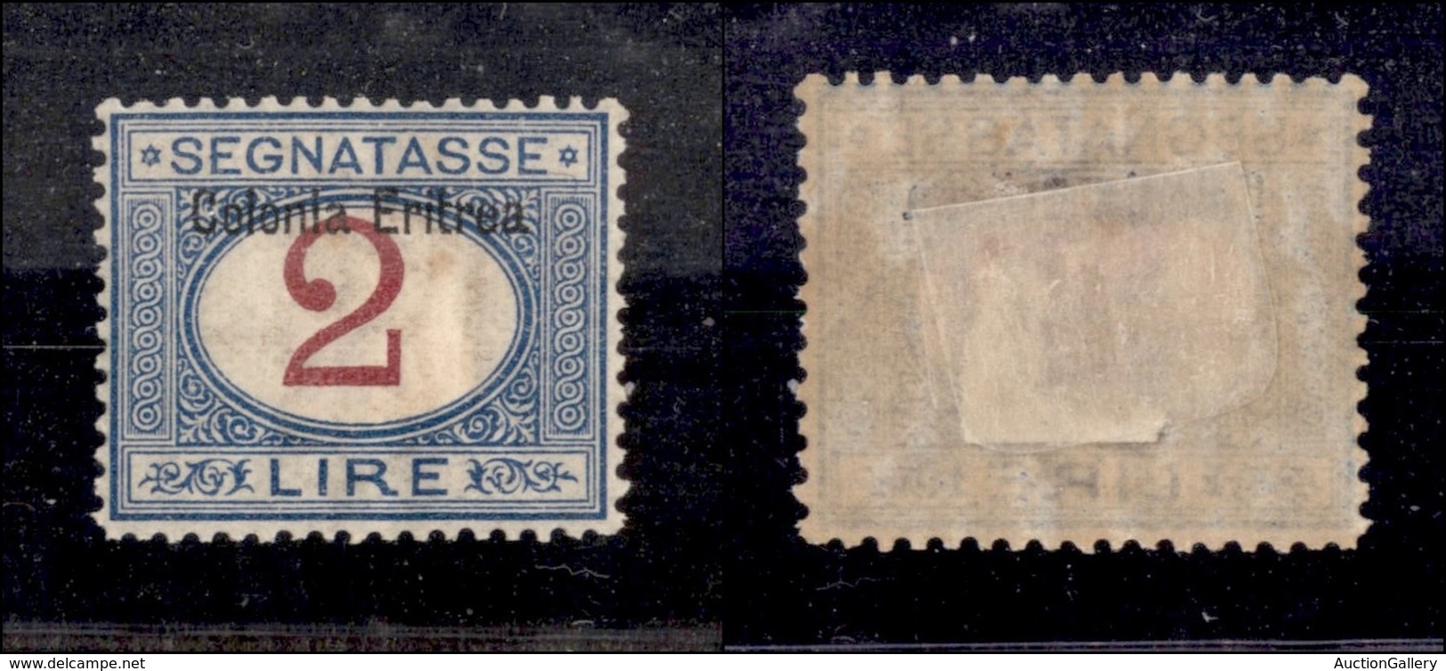 COLONIE ITALIANE - ERITREA - 1903 - Segnatasse - 2 Lire (9) - Gomma Originale - Centratura Perfetta - Cert. AG (700) - Other & Unclassified