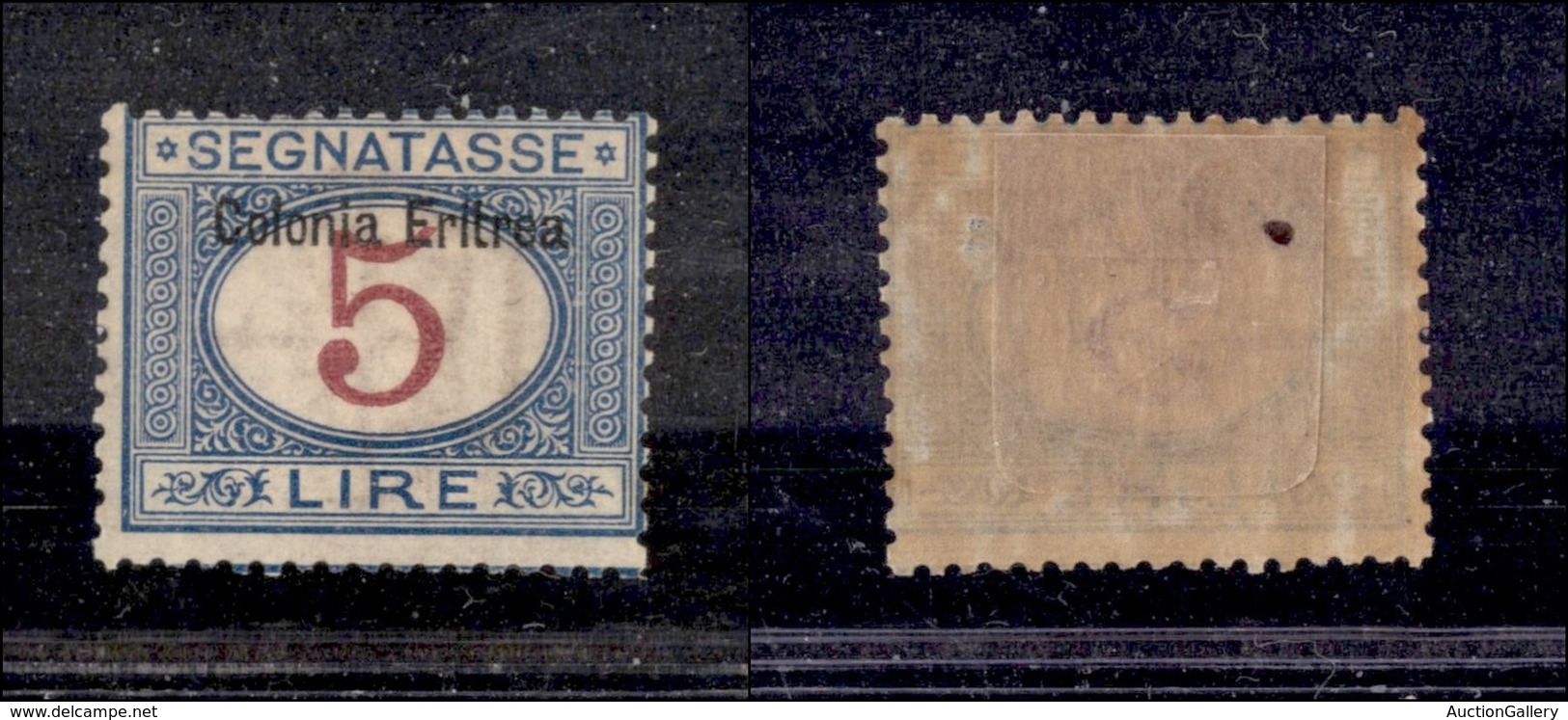 COLONIE ITALIANE - ERITREA - 1903 - Segnatasse - 5 Lire (10) - Gomma Originale (550) - Andere & Zonder Classificatie