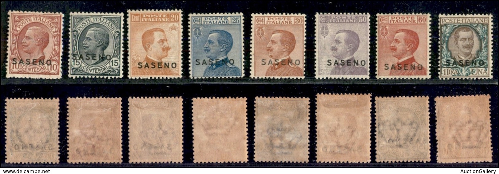 COLONIE ITALIANE - SASENO - 1923 - Soprastampati (1/8) - Serie Completa - Gomma Originale (600) - Other & Unclassified