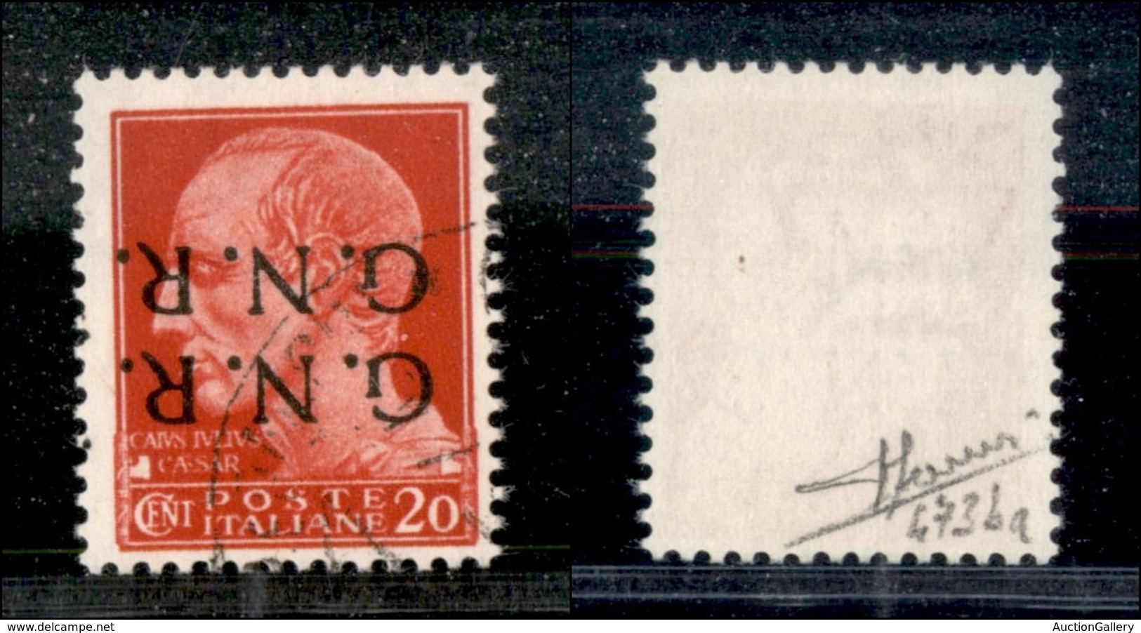 REPUBBLICA SOCIALE - GNR VERONA - 1944 - 20 Cent (473c) Con Doppia Soprastampa Capovolta - Sorani - Other & Unclassified