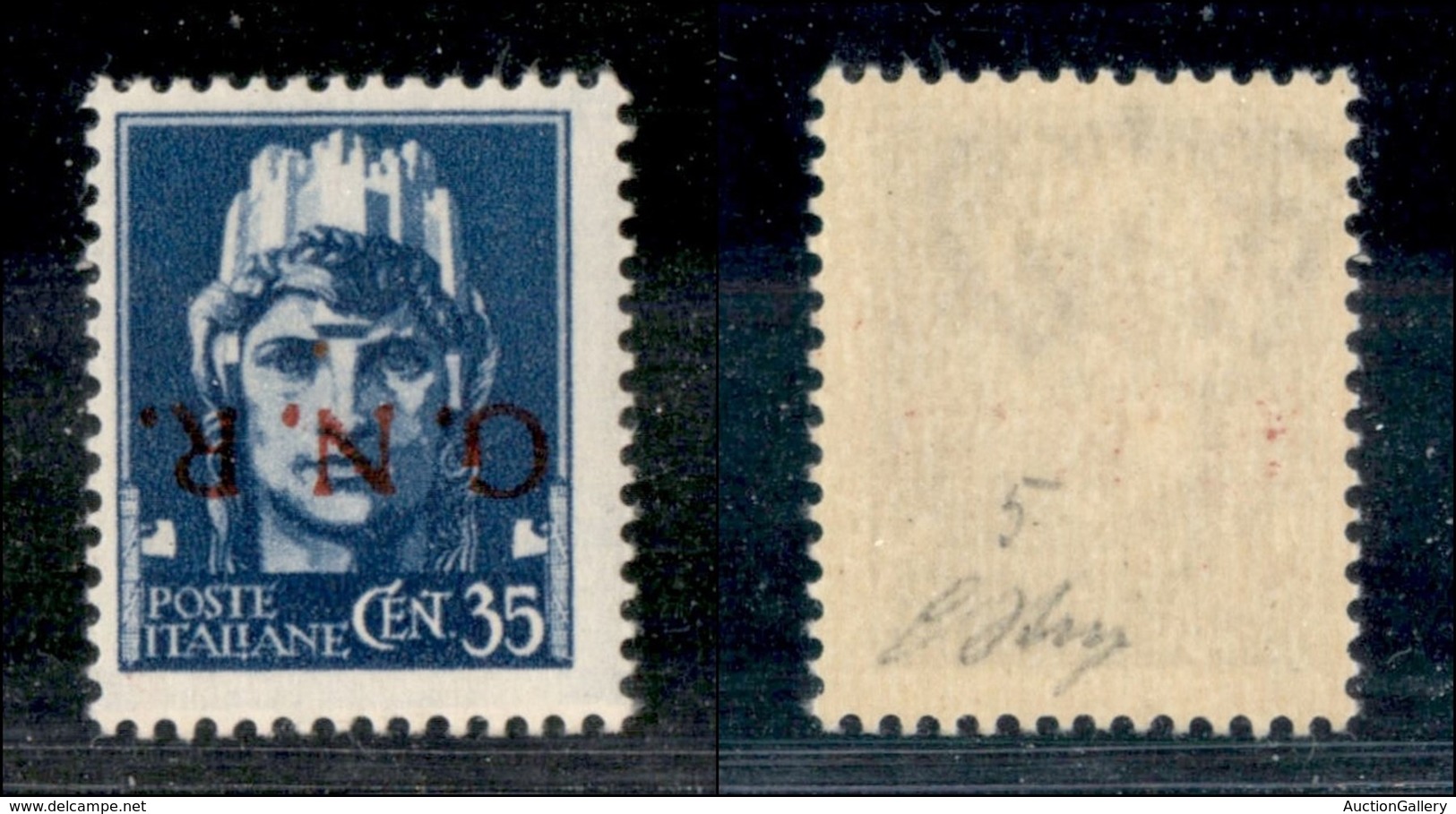 REPUBBLICA SOCIALE - GNR VERONA - 1944 - 35 Cent (476a) Con Soprastampa Capovolta - Gomma Integra - Oliva + Sorani (1.40 - Sonstige & Ohne Zuordnung