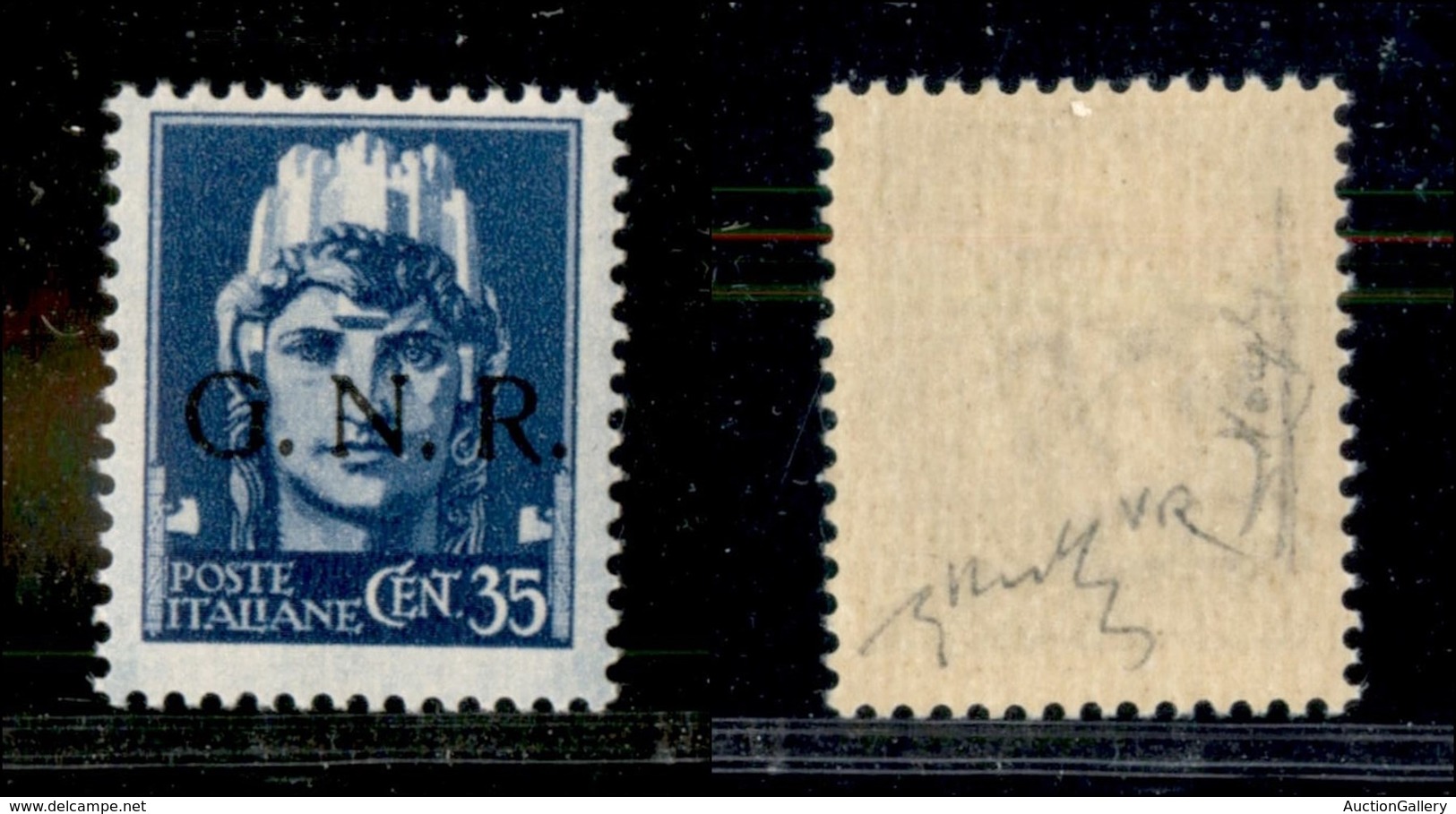 REPUBBLICA SOCIALE - GNR VERONA - 1944 - Errore Di Colore - 35 Cent (476A) - Gomma Integra - Chiavarello + Raybaudi (1.3 - Autres & Non Classés
