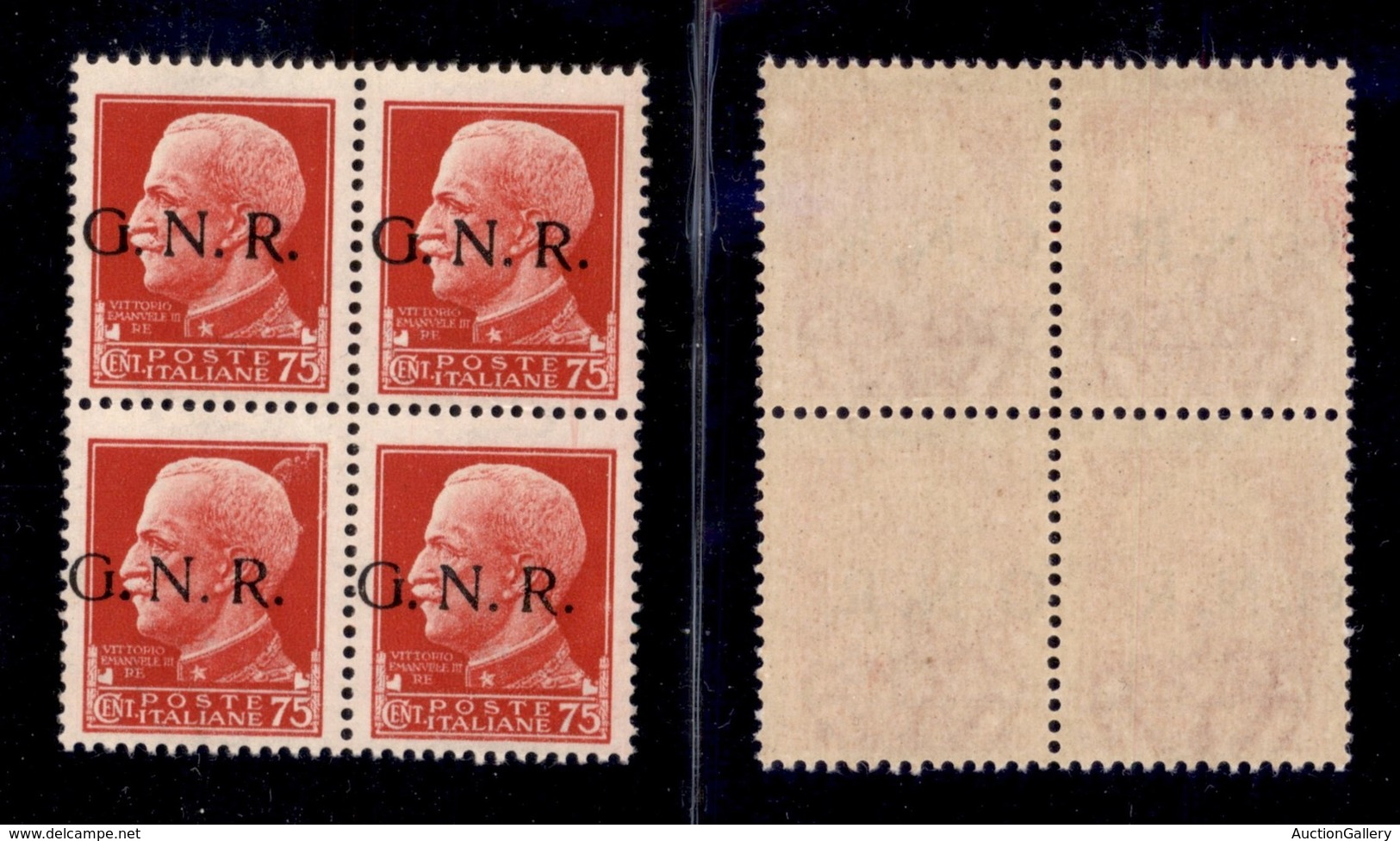 REPUBBLICA SOCIALE - GNR VERONA - 1944 - 75 Cent (478) In Quartina - Gomma Integra - G Punto Piccolo (iab) + N Punto Pic - Other & Unclassified