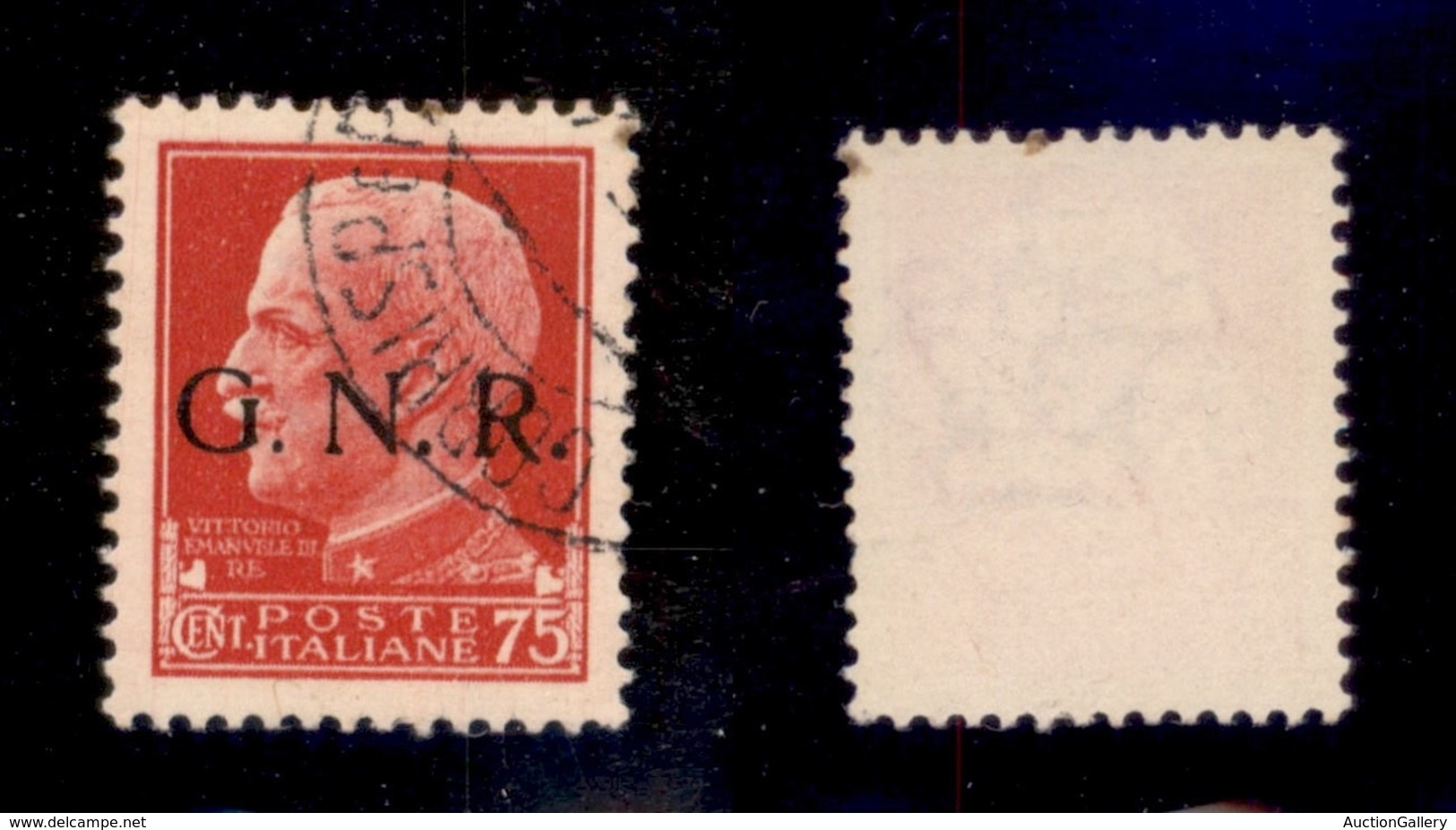 REPUBBLICA SOCIALE - GNR VERONA - 1944 - 75 Cent (478iab) Usato - Verona (Titolare) - Punto Piccolo Dopo G - Cert. AG - Autres & Non Classés