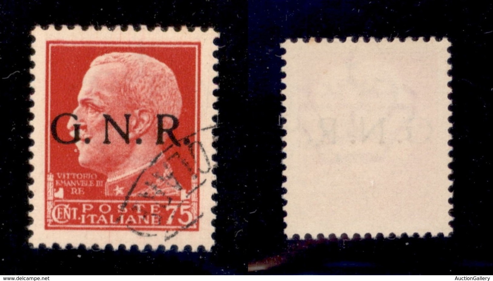 REPUBBLICA SOCIALE - GNR VERONA - 1944 - 75 Cent (478iaac) Usato - Verona (Titolare) - Punto Grosso Dopo R - Cert. AG - Other & Unclassified