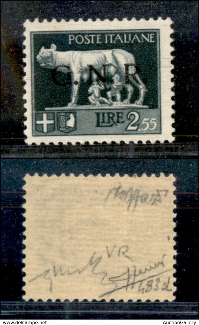 REPUBBLICA SOCIALE - GNR VERONA - 1944 - Errore Di Colore - 2,55 Lire (483A) - Soprastampa Nera - Gomma Integra - Caffaz - Autres & Non Classés