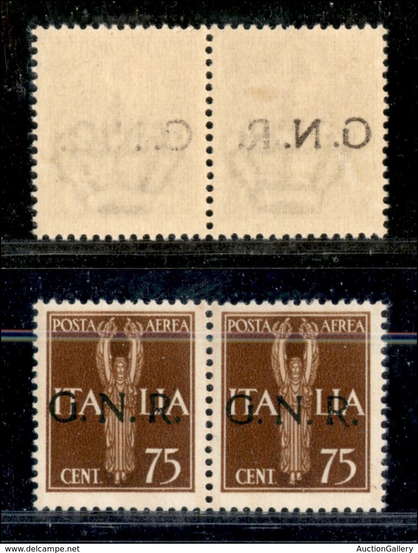 REPUBBLICA SOCIALE - GNR VERONA - 1944 - 75 Cent (119e-Aerea) - Coppia Orizzontale Con Decalco A Sinistra - Gomma Integr - Altri & Non Classificati