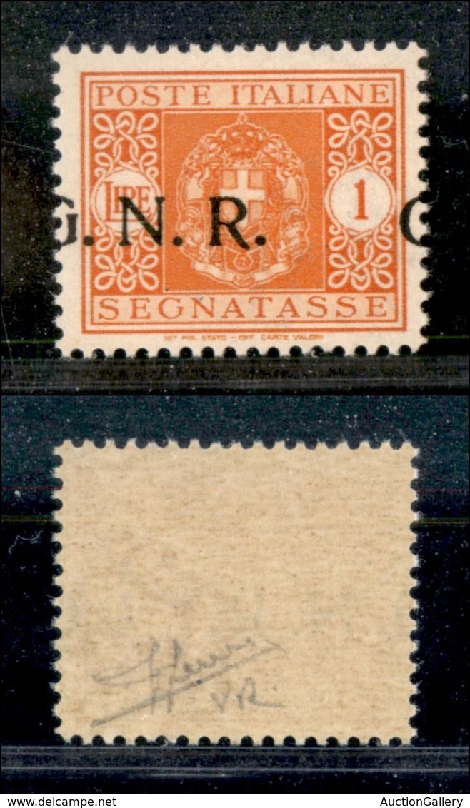 REPUBBLICA SOCIALE - GNR VERONA - 1944 - Segnatasse - 1 Lira (55d) Con G A Cavallo - Gomma Integra - Punto Piccolo Dopo  - Other & Unclassified