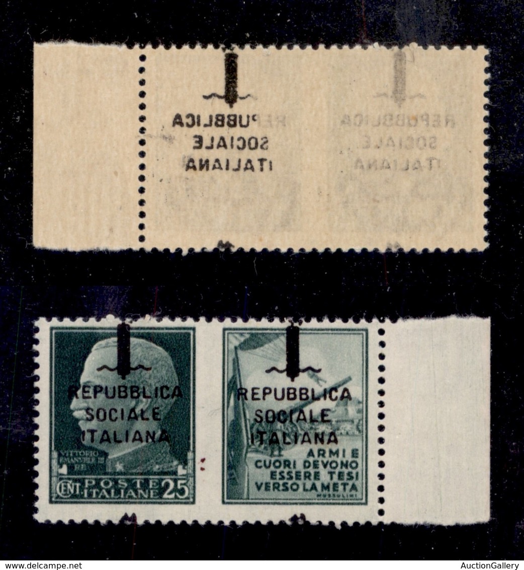 REPUBBLICA SOCIALE - PROVVISORI - 1944 - Propaganda - 25 Cent Esercito (50d Varietà) - Soprastampe In Alto + Decalco Del - Other & Unclassified