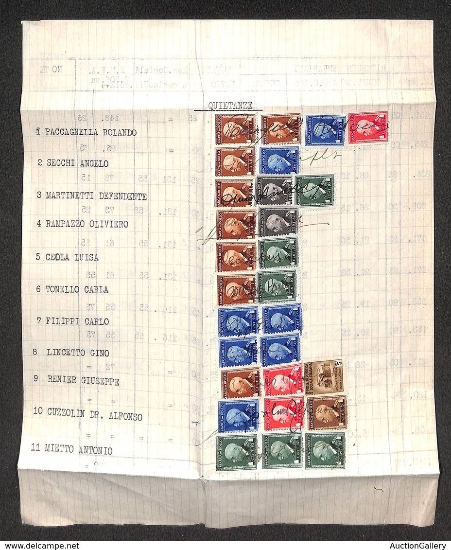REPUBBLICA SOCIALE - PROVVISORI - Padova Gennaio 1945 - 5 Cent (502) In Uso Misto Con Marche Da Bollo Per 17.40 Lire Su  - Other & Unclassified
