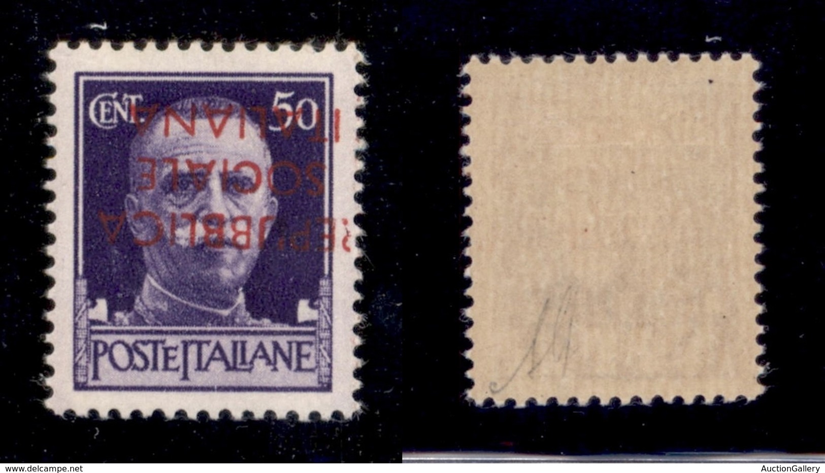 REPUBBLICA SOCIALE - SAGGI - 1944 - Saggi - Firenze - 50 Cent (P10aa-metà Destra) Con Soprastampa Capovolta - Gomma Orig - Other & Unclassified