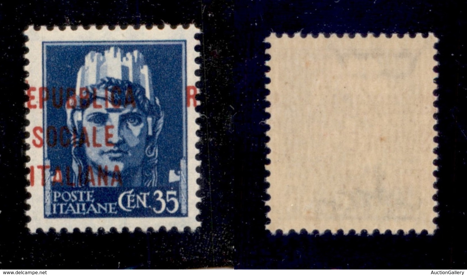 REPUBBLICA SOCIALE - SAGGI - 1944 - Saggi - 35 Cent (P19bab) Con R A Destra - Gomma Integra - Other & Unclassified