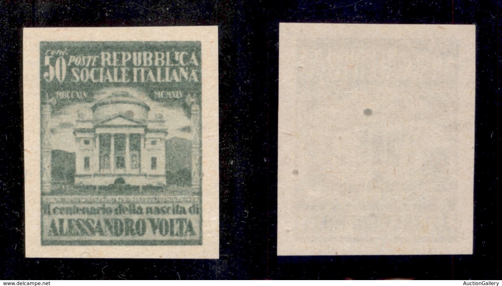 REPUBBLICA SOCIALE - SAGGI - 1945 - Saggi Volta - 50 Cent (Unificato 513A) - Carta Grigia - Senza Gomma - Other & Unclassified