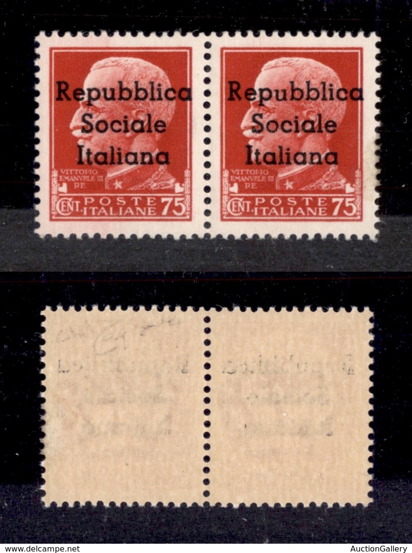 REPUBBLICA SOCIALE - TERAMO - 1944 - 75 Cent (7+7l) In Coppia Con U Più Piccolo A Destra - Gomma Integra - Raybaudi + Ce - Other & Unclassified