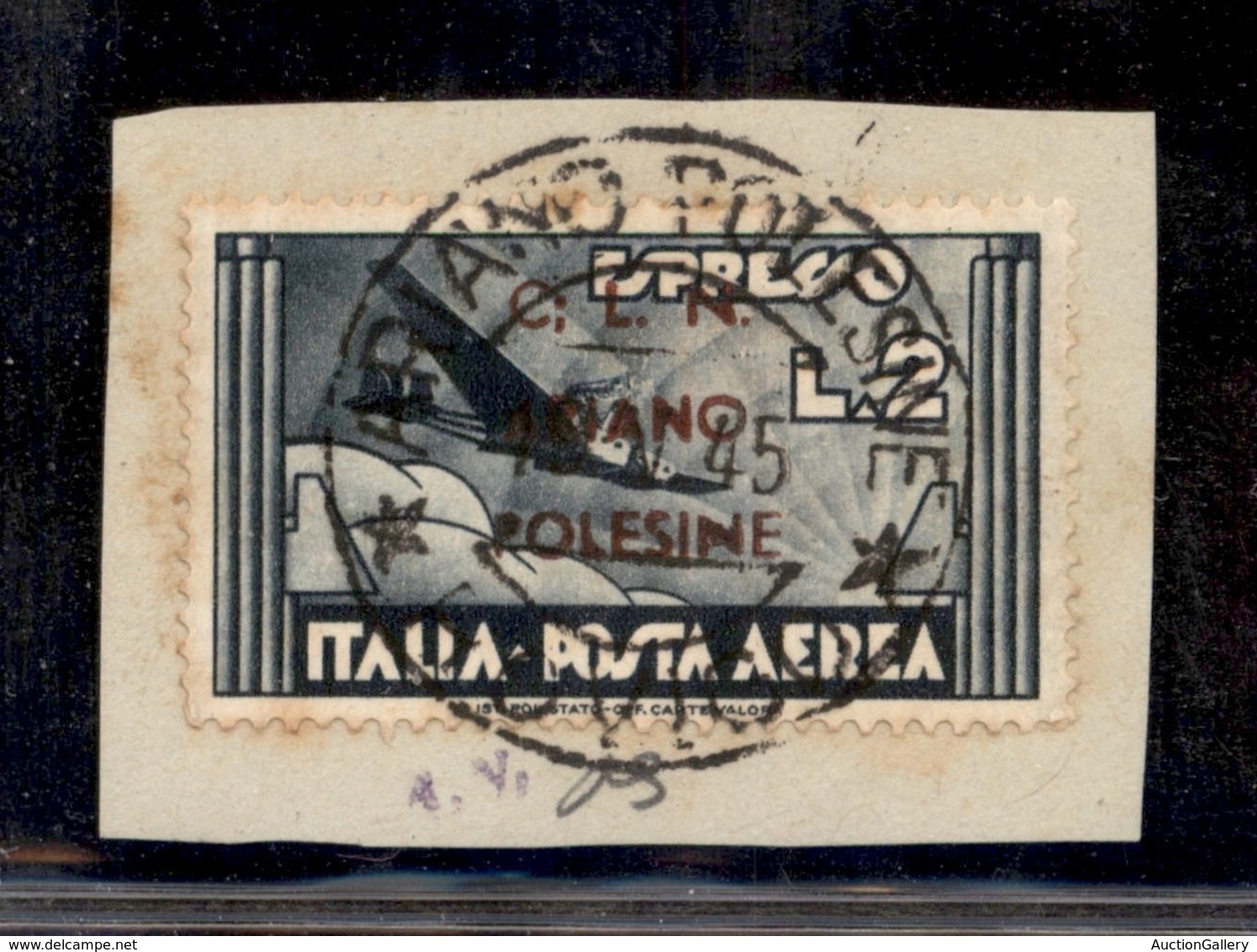 CLN - LOCALI - ARIANO POLESINE - 1945 - 2 Lire Aeroespresso (Errani 20l) Usato Su Frammento - ; Dopo C - Raro - Cert. AG - Sonstige & Ohne Zuordnung