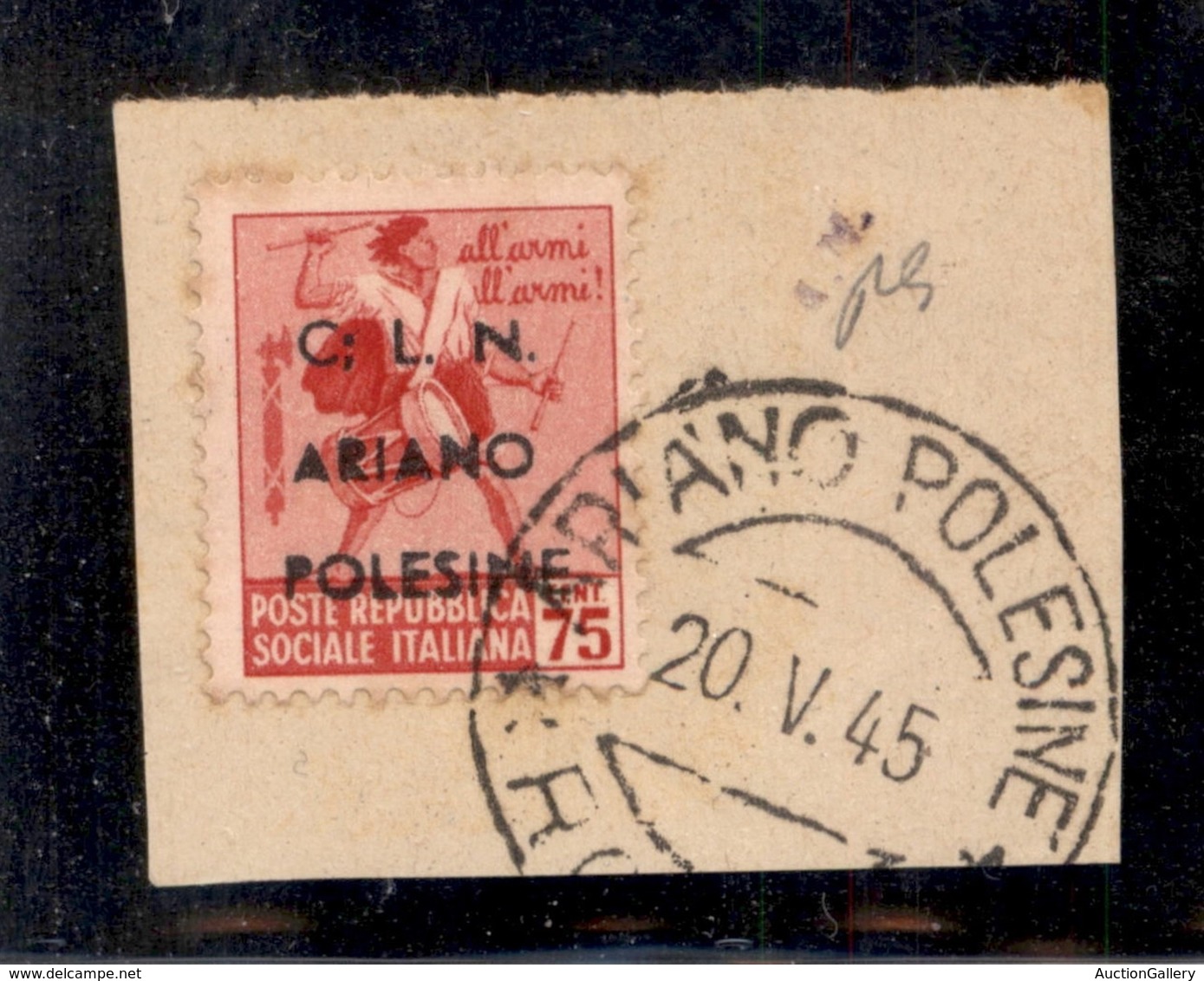 CLN - LOCALI - ARIANO POLESINE - 1945 - 75 Cent (Errani 35l) Usato Su Frammento - ; Dopo C - Other & Unclassified