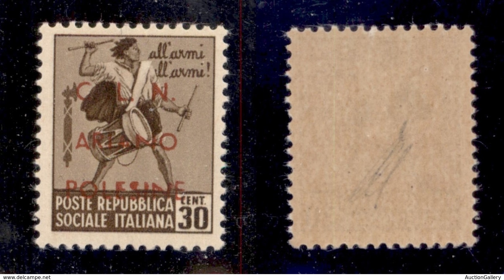 CLN - LOCALI - ARIANO POLESINE - 1945 - 30 Cent (Errani 37) - Gomma Integra - Molto Raro - Cert. AG - Altri & Non Classificati