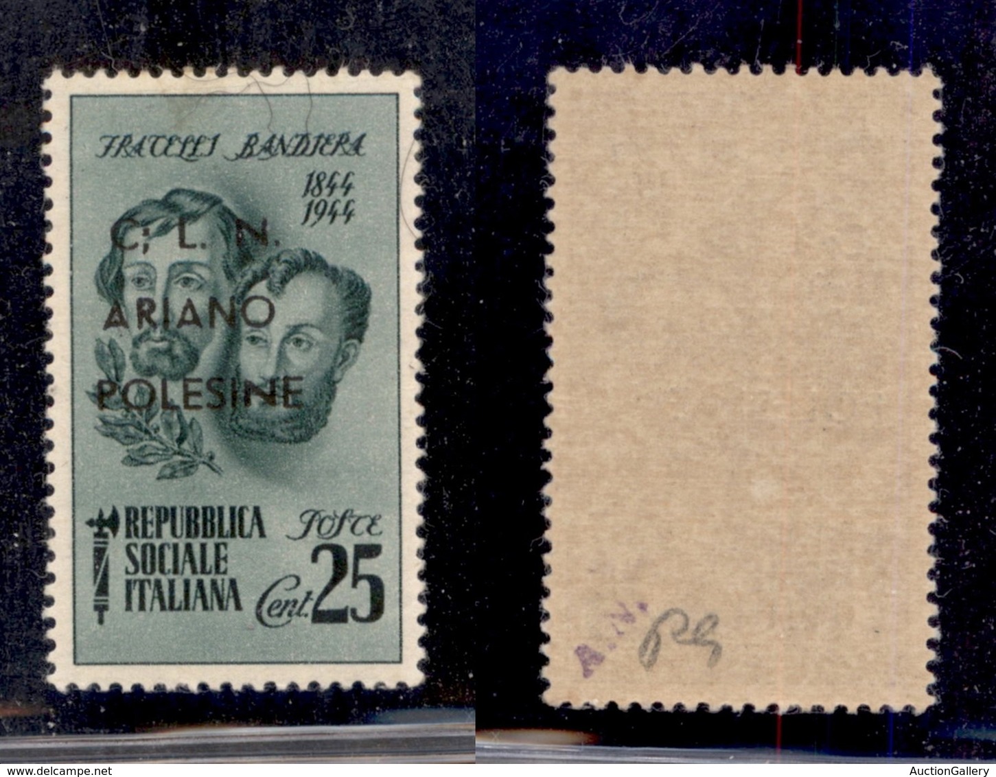 CLN - LOCALI - ARIANO POLESINE - 1945 - 25 Cent Bandiera (Errani 44l) Con ; Dopo C - Gomma Integra - Other & Unclassified