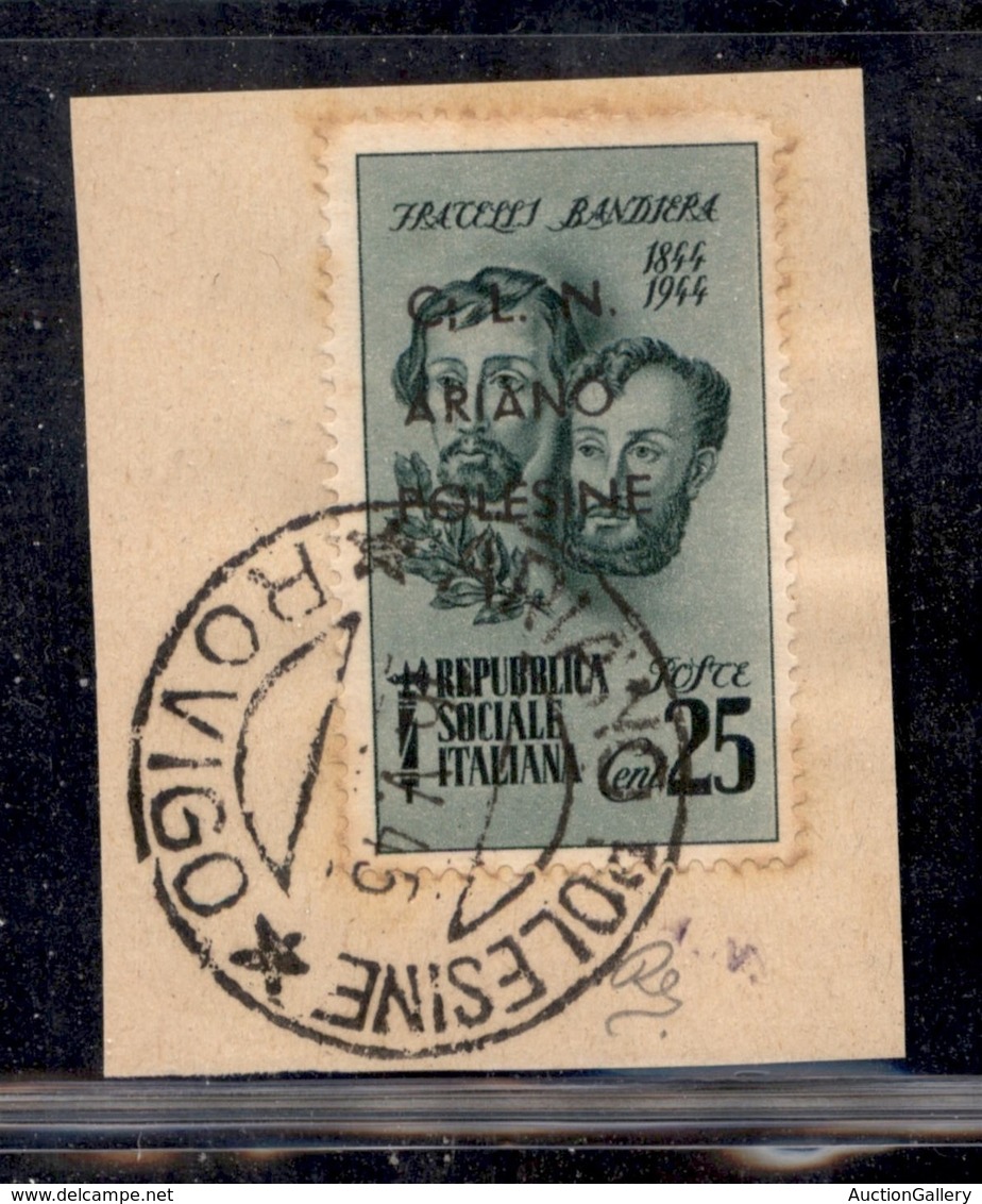 CLN - LOCALI - ARIANO POLESINE - 1945 - 25 Cent Bandiera (Errani 44l) Usato Su Frammento - ; Dopo C - Other & Unclassified