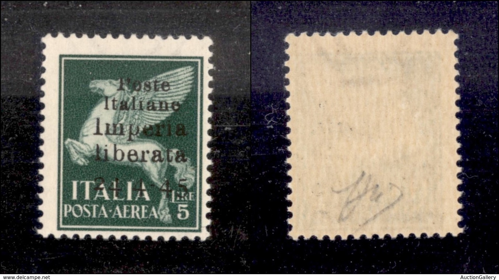 CLN - LOCALI - IMPERIA - 1945 - 5 Lire (17b) Senza Trattino Tra 24 E 4 - Gomma Integra - Cert. AG (1.650) - Autres & Non Classés