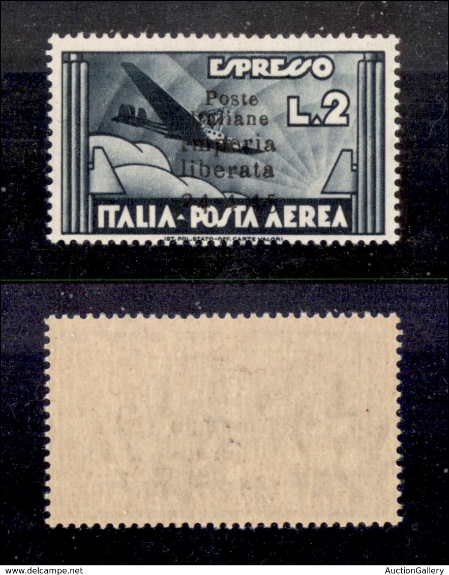 CLN - LOCALI - IMPERIA - 1945 - 2 Lire Aero Espresso (19) - Gomma Originale - Cert. AG (4.000) - Autres & Non Classés