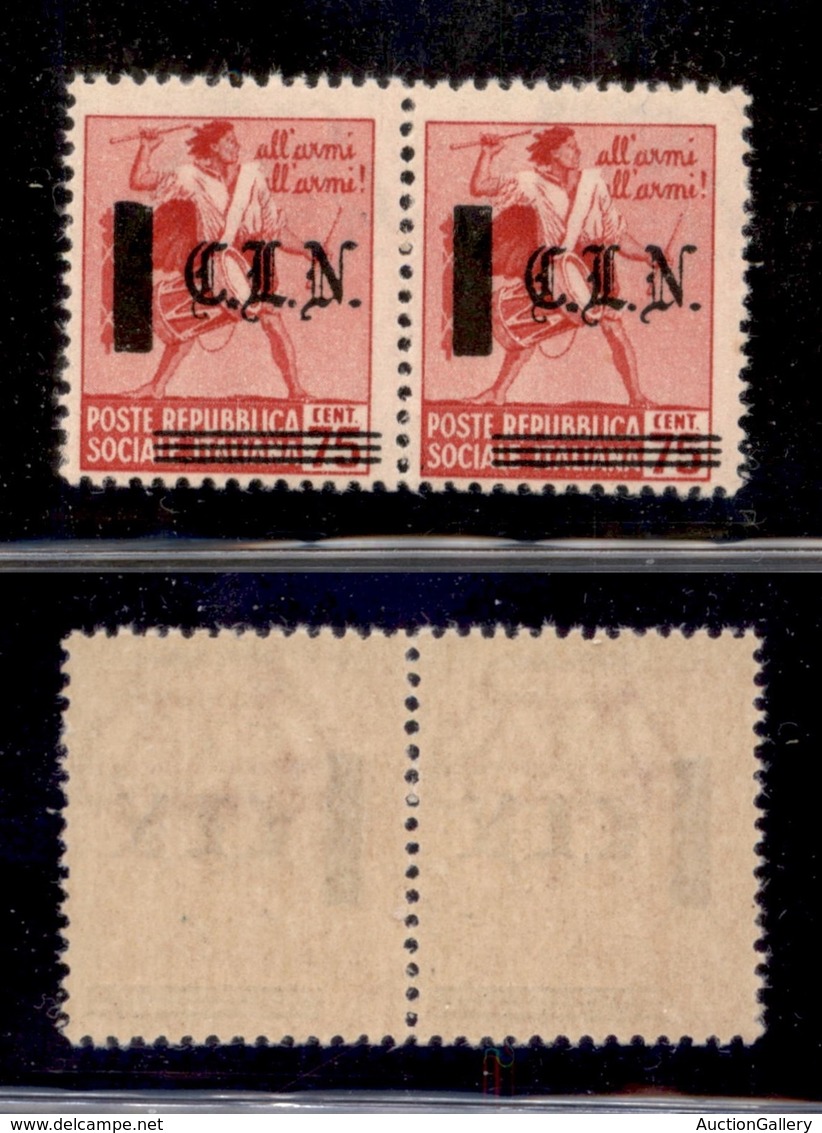 CLN - LOCALI - TORINO - 1945 - 75 Cent (Errani 10) - Coppia Orizzontale Con Soprastampe Oblique - Gomma Integra - Non Ca - Other & Unclassified