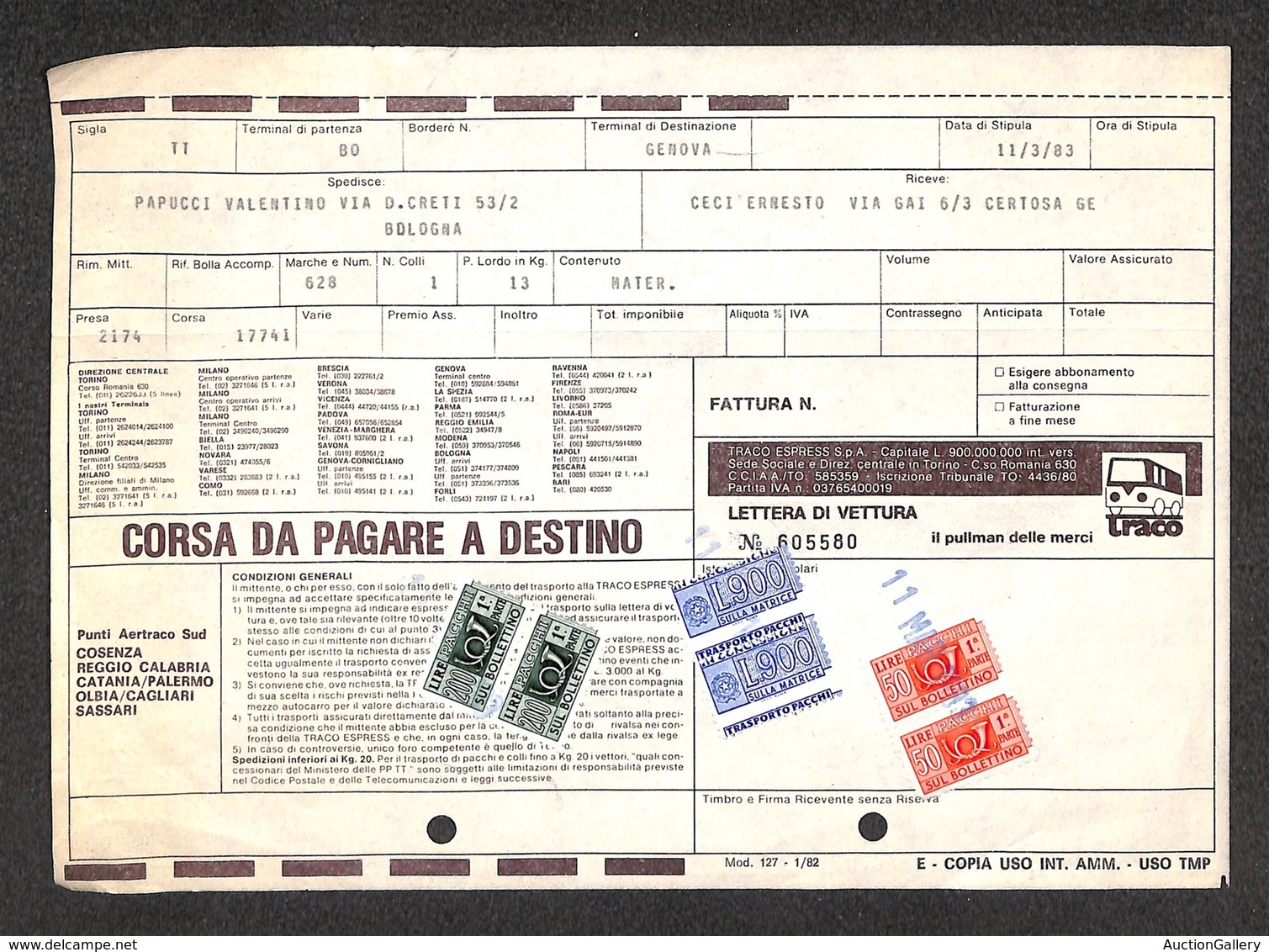 REPUBBLICA - 900 Lire Pacchi In Concessione (21) Parte Sinistra In Coppia Verticale Con Dentellatura Orizzontale Spostat - Autres & Non Classés