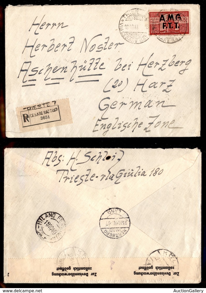 TRIESTE - ZONA A - 100 Lire (17) Isolato Su Busta Per La Germania Del 18.10.48 - Sonstige & Ohne Zuordnung