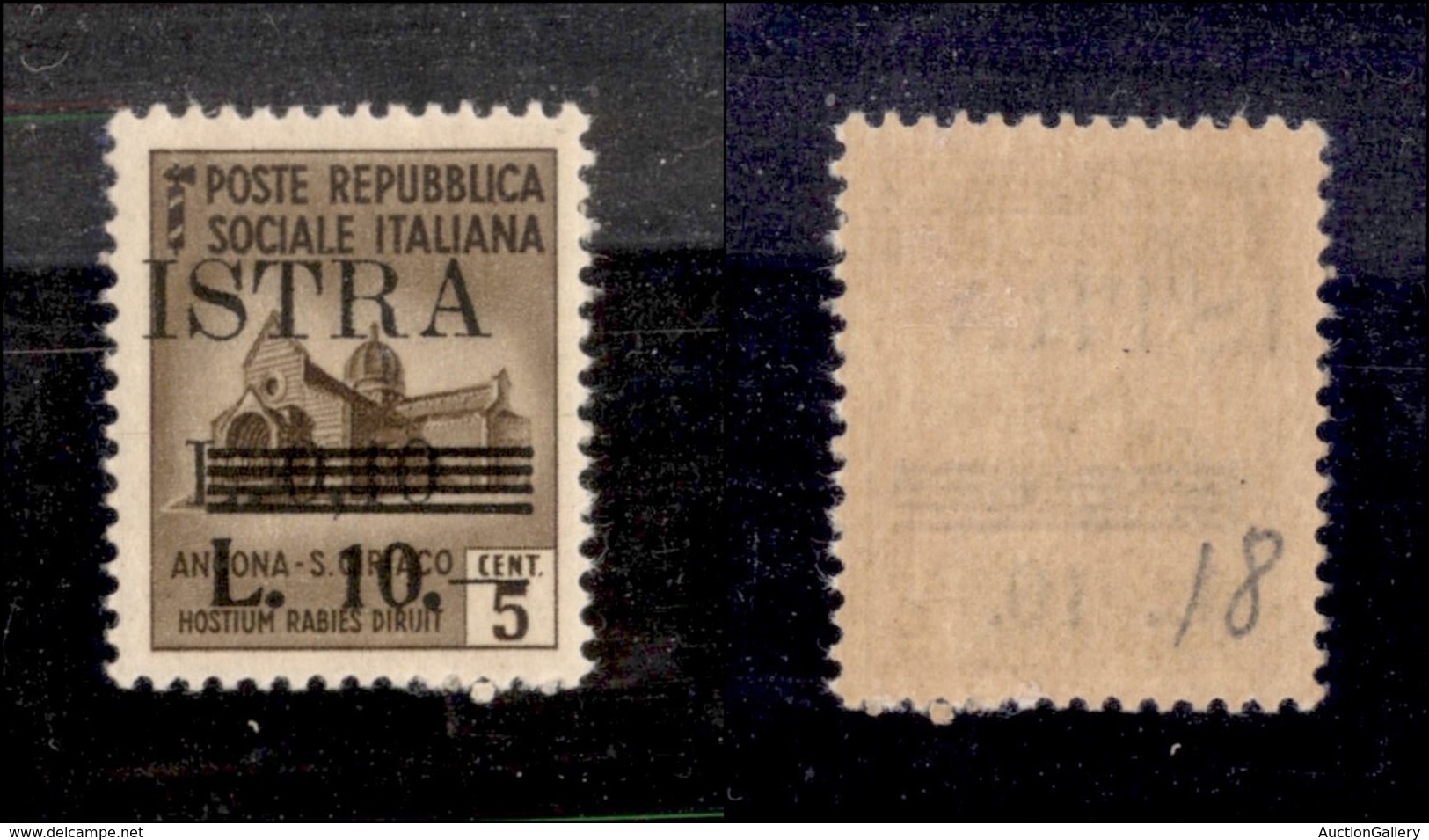 TRIESTE - ISTRIA - 1945 - 10 Lire (39bbc) - Istra A Sinistra - Nuovo Gomma Originale (550) - Autres & Non Classés