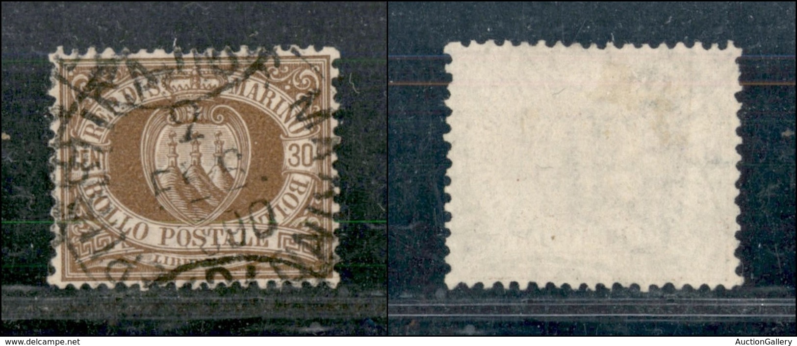 SAN MARINO - 1877 - 30 Cent (6) Usato - Ottimamente Centrato - Otros & Sin Clasificación