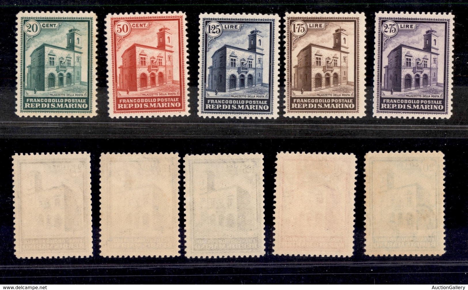 SAN MARINO - 1932 - Palazzetto (159/163) - Serie Completa - Gomma Integra - Traccia Di Linguella Sul 50 Cent (1.750) - Altri & Non Classificati