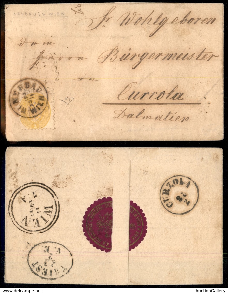 EUROPA - AUSTRIA - 2 Kreuzer (Unif.27) Isolato Su Involucro Da Neubau Per Curzola Del 22.2.65 - Diena - Andere & Zonder Classificatie