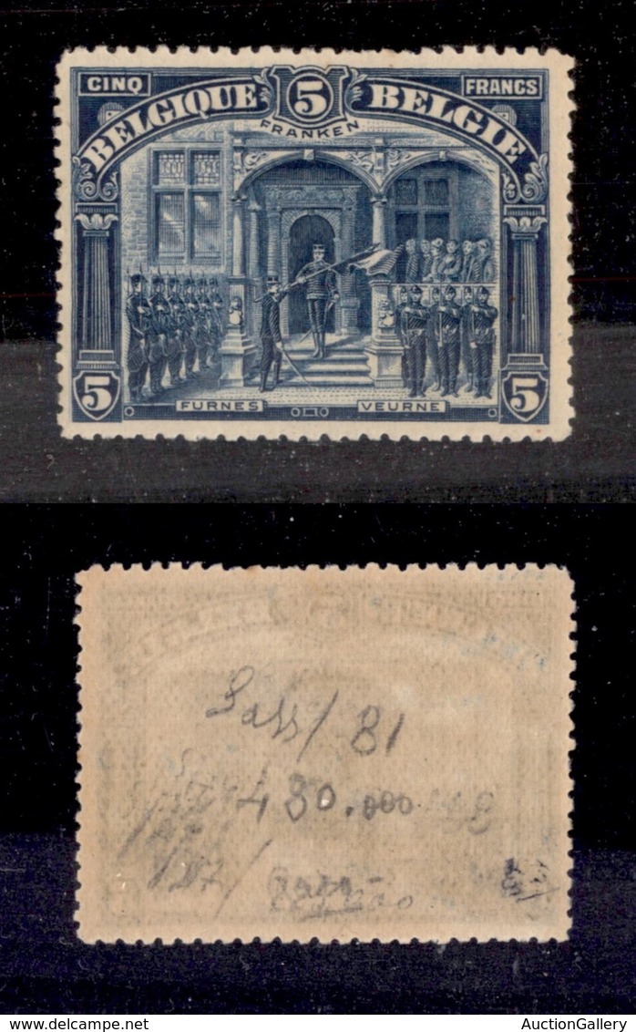 EUROPA - BELGIO - 1915 - 5 Franken (127) - Gomma Integra - Sonstige & Ohne Zuordnung