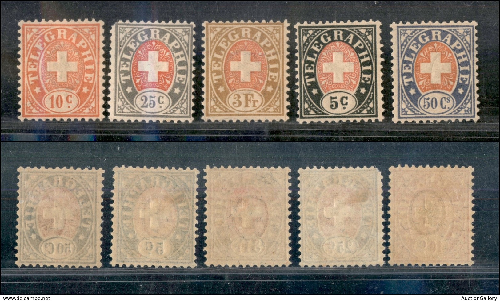 EUROPA - SVIZZERA - 1868/1877 - Per Telegrafi - Cinque Valori Delle Diverse Emissioni - Gomma Originale - Da Esaminare ( - Sonstige & Ohne Zuordnung