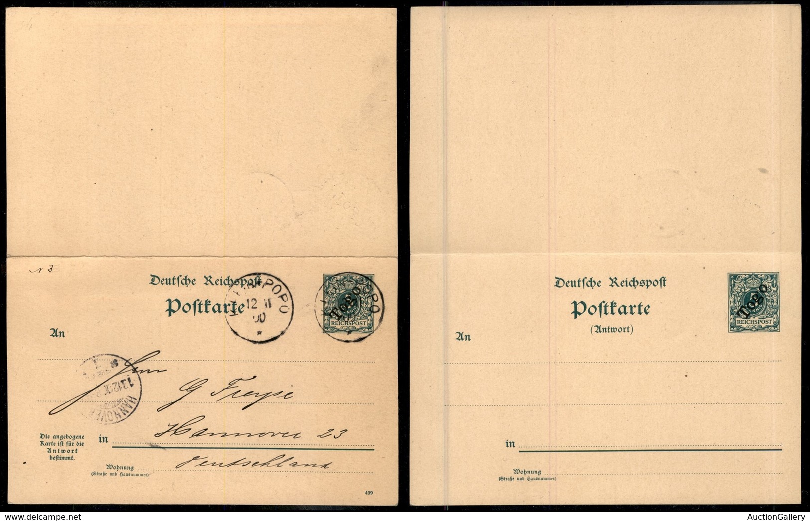 OLTREMARE - TOGO - Cartolina Postale 5 Pfennig Con Risposta Da Kleinpopo A Hannover Del 12.11.00 - Other & Unclassified