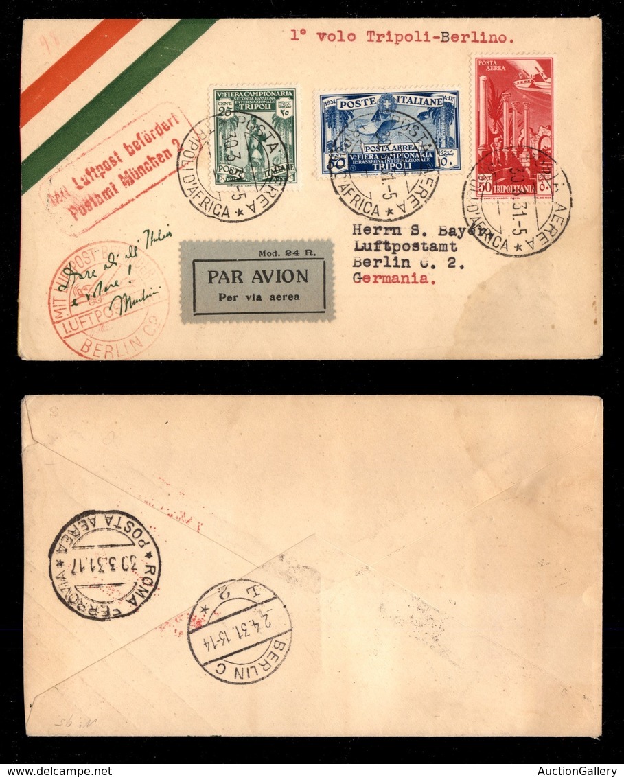POSTA AEREA - 1931 (30 Marzo) - Tripoli Berlino - Autres & Non Classés