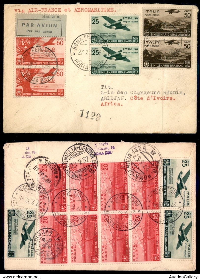 POSTA AEREA - 1937 (27 Febbraio/9 Marzo) - Roma Abidjan (Volo Air France) - Aerogramma Bayer Da Roma (per La Francia Con - Autres & Non Classés