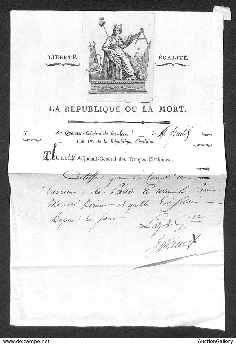 DOCUMENTI - VARIE - 1797 - Repubblica Cisalpina Milano - En Tete - Autres & Non Classés