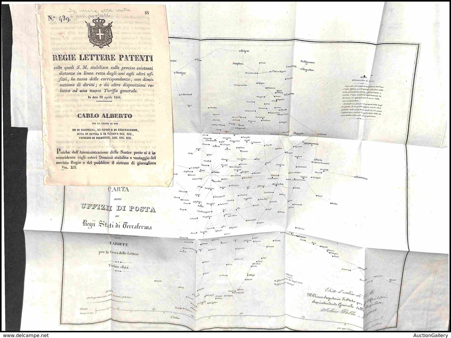 DOCUMENTI - VARIE - 1844 (30 Aprile) - Carlo Alberto - Tassa Delle Corrispondenze - Regie Lettere Patenti Relative A Una - Other & Unclassified