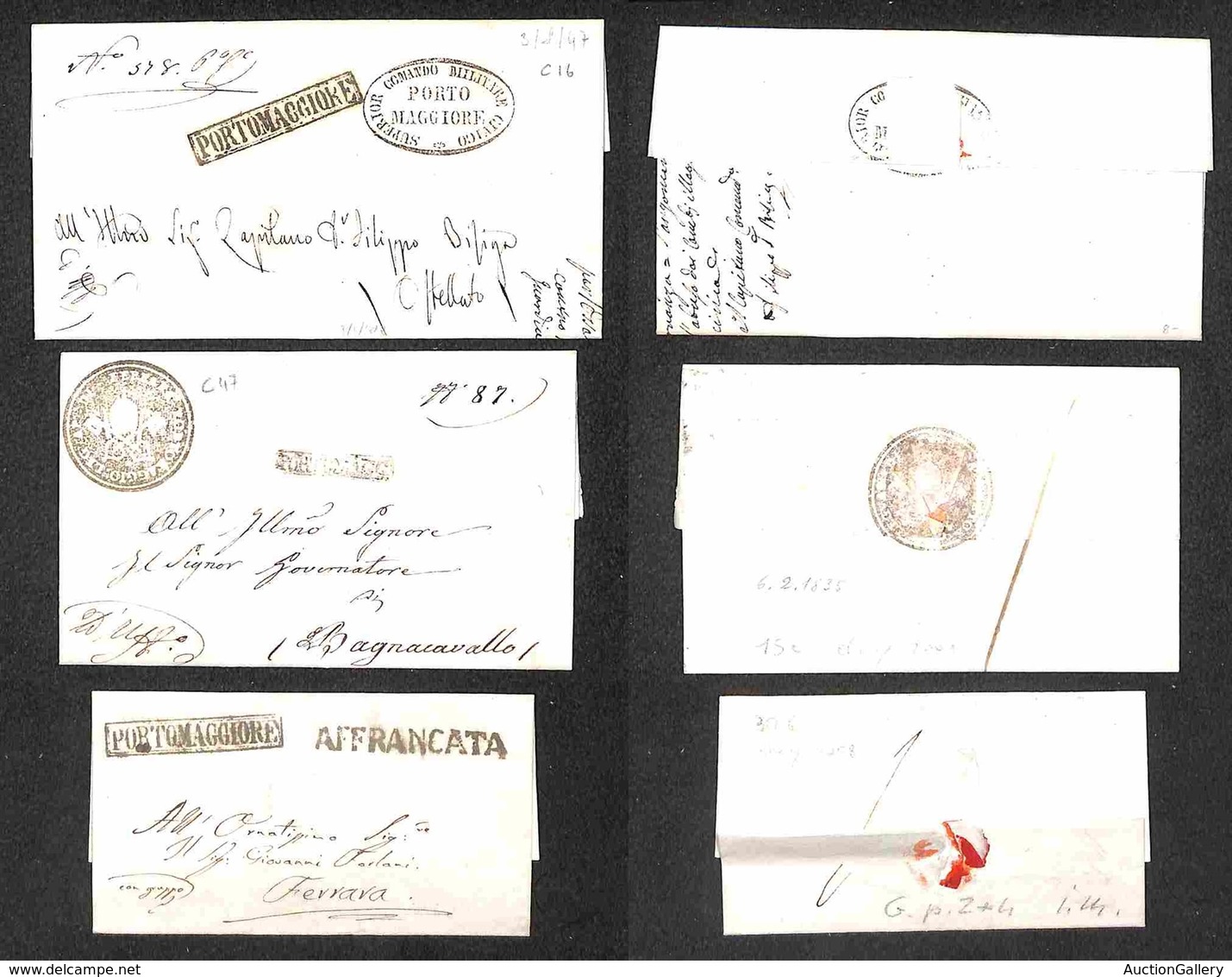 DOCUMENTI - VARIE - 1835/1848 - Portomaggiore - Insieme Di 3 Lettere Con Annulli Diversi - Sonstige & Ohne Zuordnung