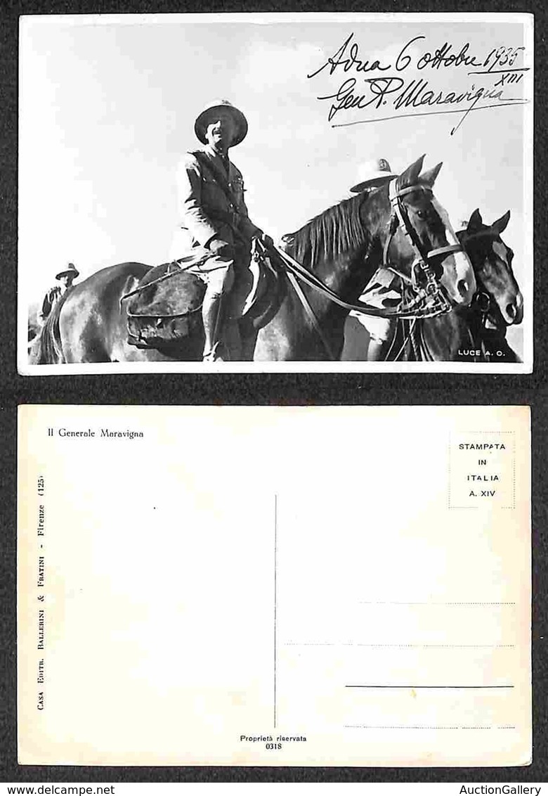 DOCUMENTI - VARIE - Adua 1935 (6 Ottobre) - Generale Maravigna - Cartolina Fotografica Con Autografo - Autres & Non Classés