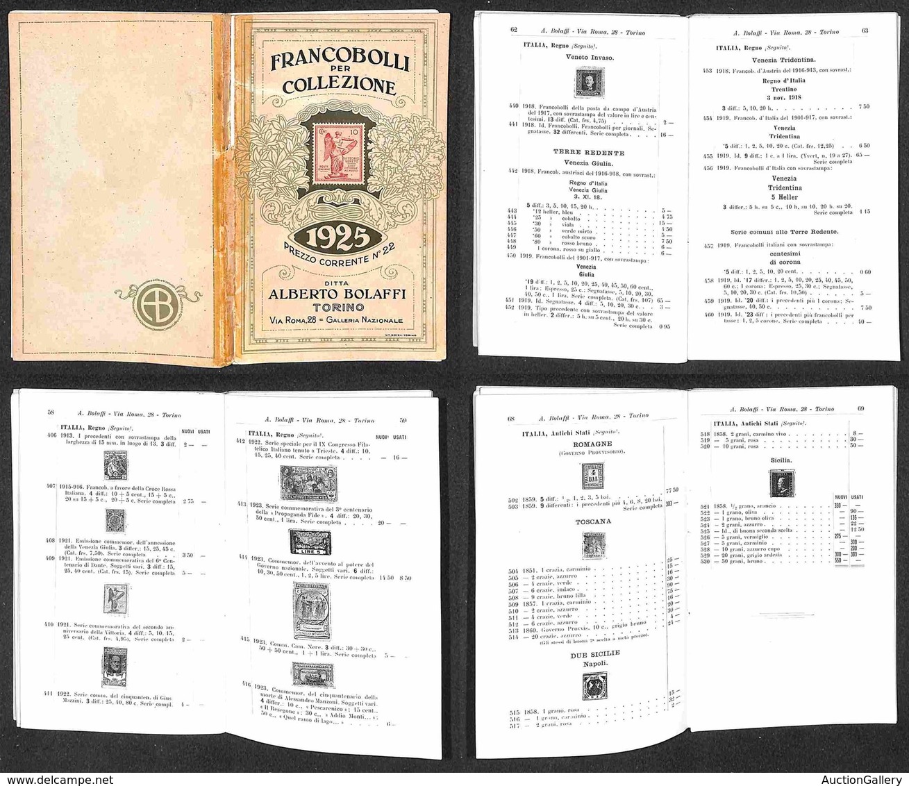 DOCUMENTI - VARIE - 1925 - Alberto Bolaffi/Francobolli Per Collezione - Prezzo Corrente N.22 - 128 Pagine - Molto Bello - Sonstige & Ohne Zuordnung