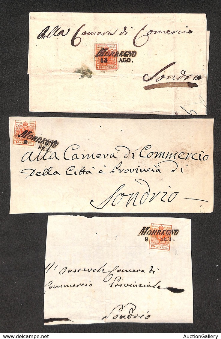 LOTTI - COLLEZIONI - LOMBARDO VENETO - Morbegno (P.ti 5) - 1850 - 15 Cent (3a-prima Tiratura) - Una Lettera (13 Agosto)  - Autres & Non Classés