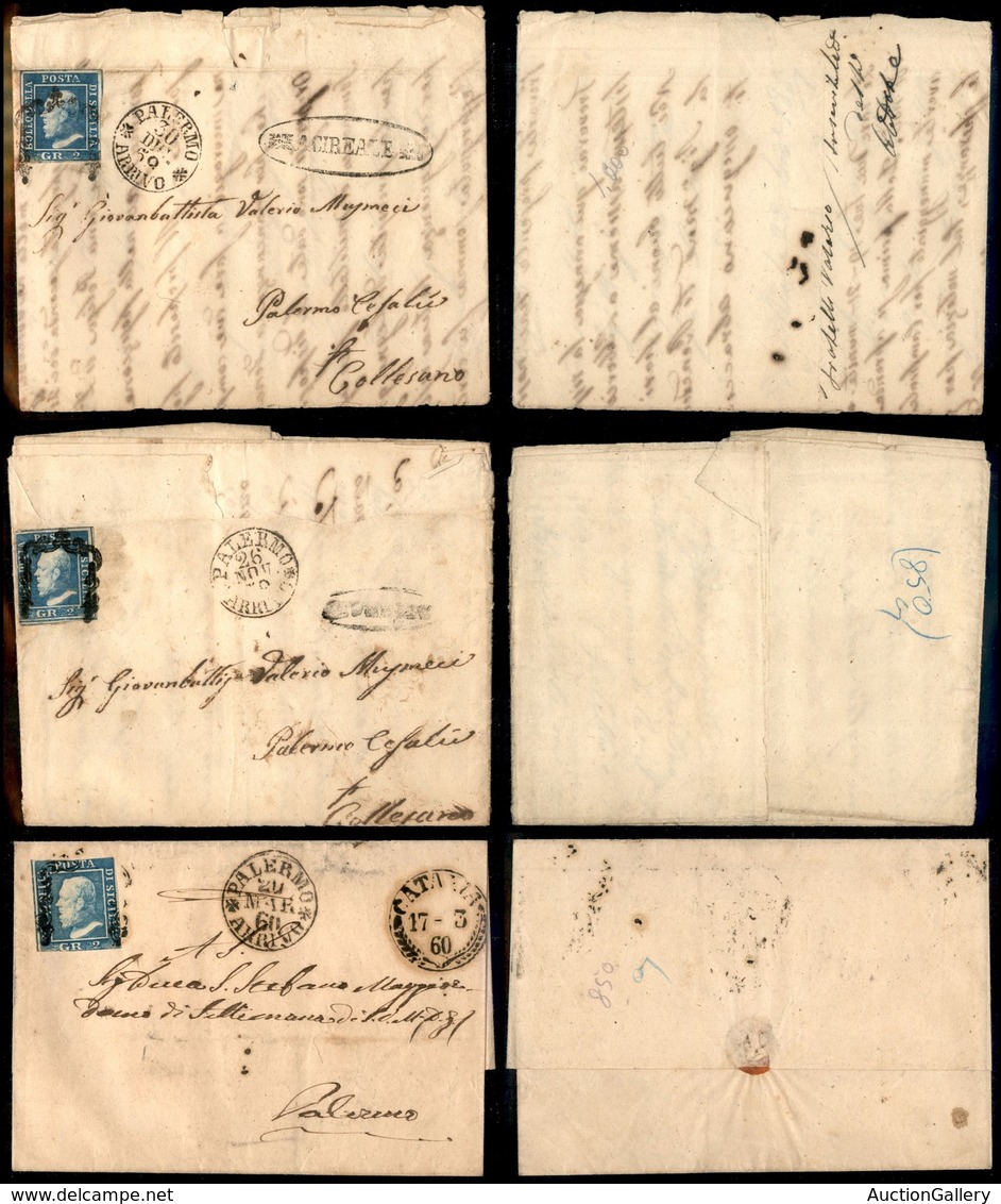 LOTTI - COLLEZIONI - SICILIA - 1859/1860 - Tre Letterine Afrancate Con Il 2 Grana - Da Esaminare - Other & Unclassified