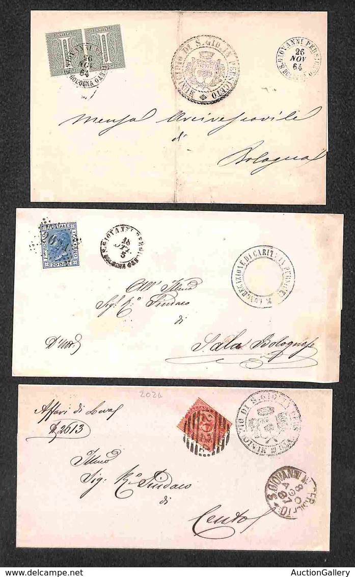 LOTTI - COLLEZIONI - REGNO - 1864/1887 - S.Giovanni Persiceto - Insieme Di 3 Pieghi Con Varietà Di Annulli - Sonstige & Ohne Zuordnung