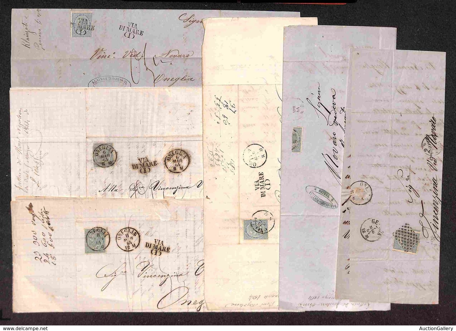 LOTTI - COLLEZIONI - REGNO - 1864 - Lotto Di 6 Lettere - Col 15 Cent (18) - Notato “Via Di Mare (I)” Annullatore - Other & Unclassified