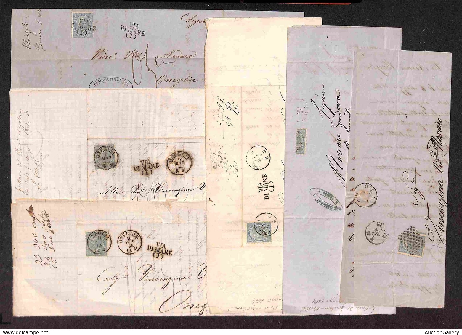 LOTTI - COLLEZIONI - REGNO - 1864 - Lotto Di 6 Lettere - Col 15 Cent (18) - Notato “Via Di Mare (I)” Annullatore - Autres & Non Classés