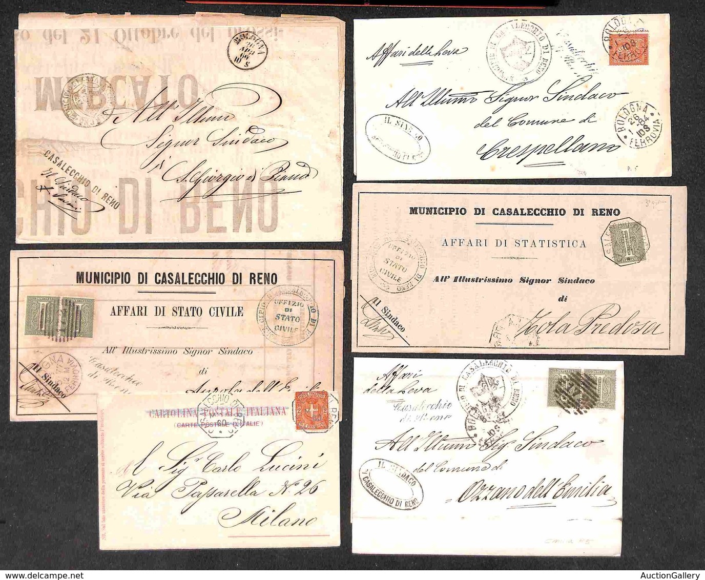 LOTTI - COLLEZIONI - REGNO - 1866/1900 - Casalecchio Di Reno - Insieme Di 6 Lettere E Cartoline Con Varietà Di Annulli - Other & Unclassified