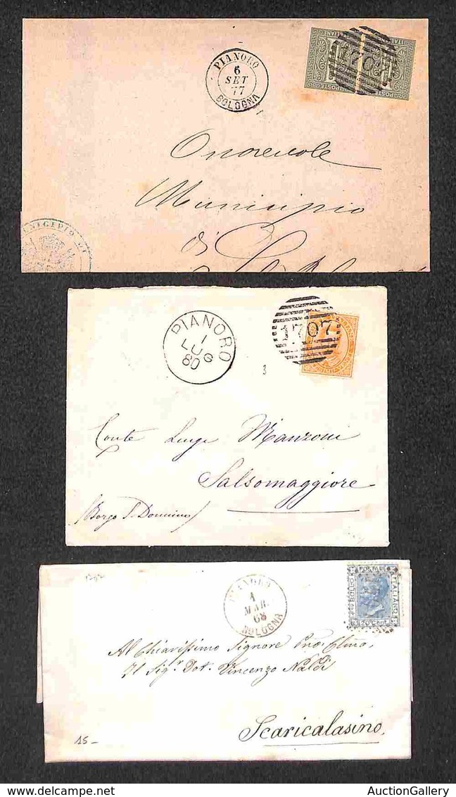 LOTTI - COLLEZIONI - REGNO - 1868/1880 - Pianoro - Insieme Di 3 Lettere Con Varietà Di Annulli Numerali E Sbarre - Autres & Non Classés