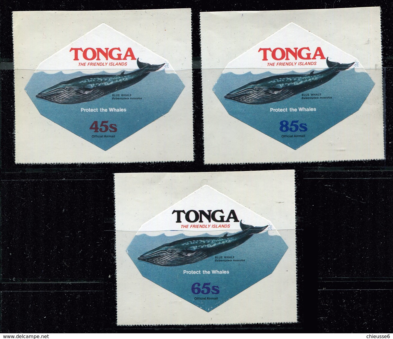 Tonga ** PA Service - N° 123 à 125 - Baleines - Tonga (1970-...)